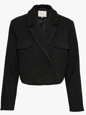 KAFFE KANINA TWEED LONGSLEEVE SHORTY BLACK BLAZER EUR 38